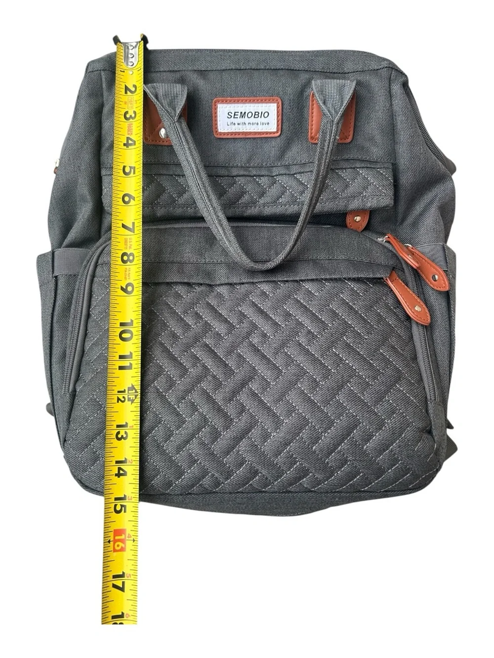 SEMOBIO Diaper Bag Backpack Charcoal Gray Quilted Multi-Pocket Travel Baby Bag